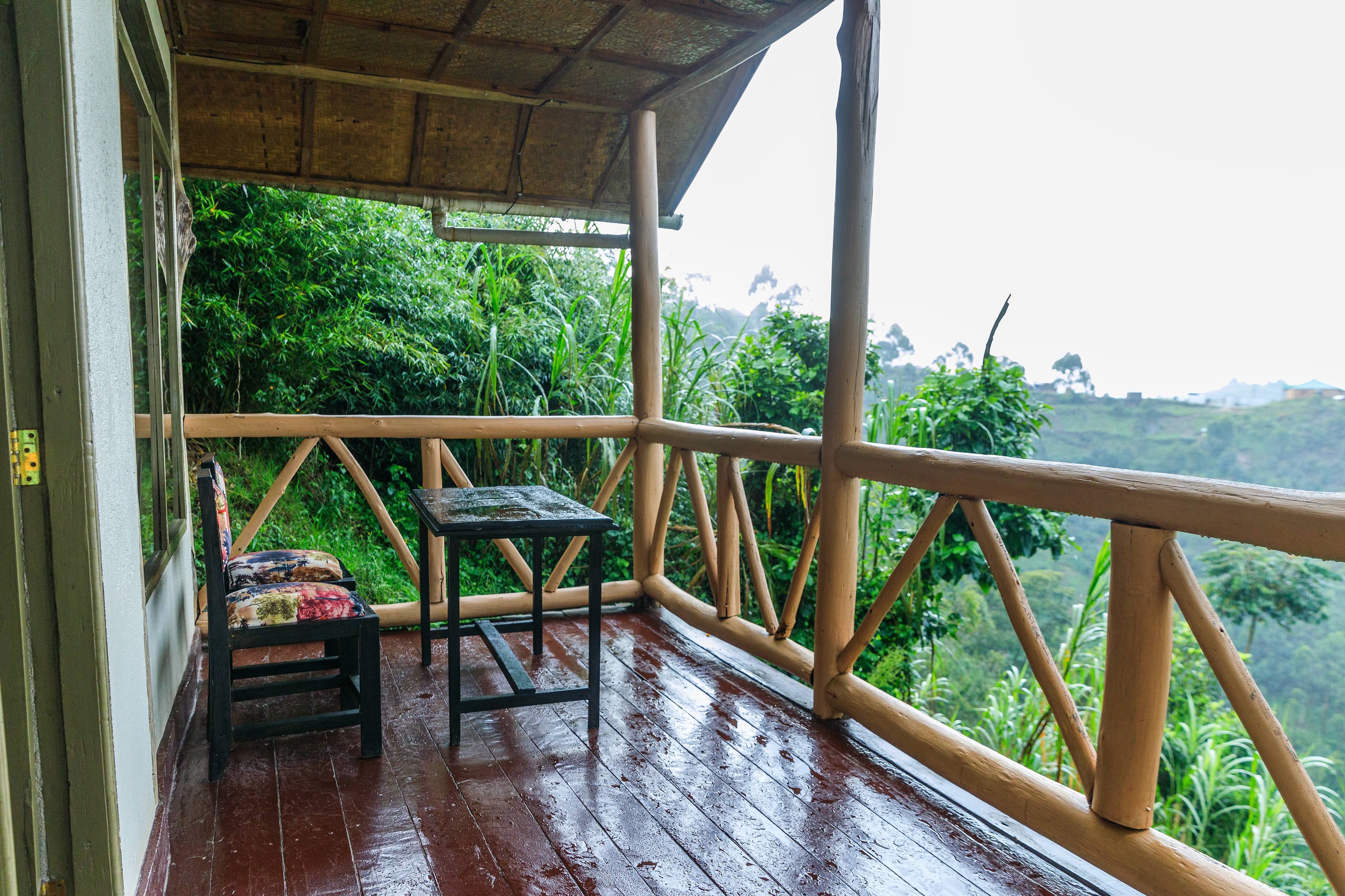 Cottage private veranda with forest view